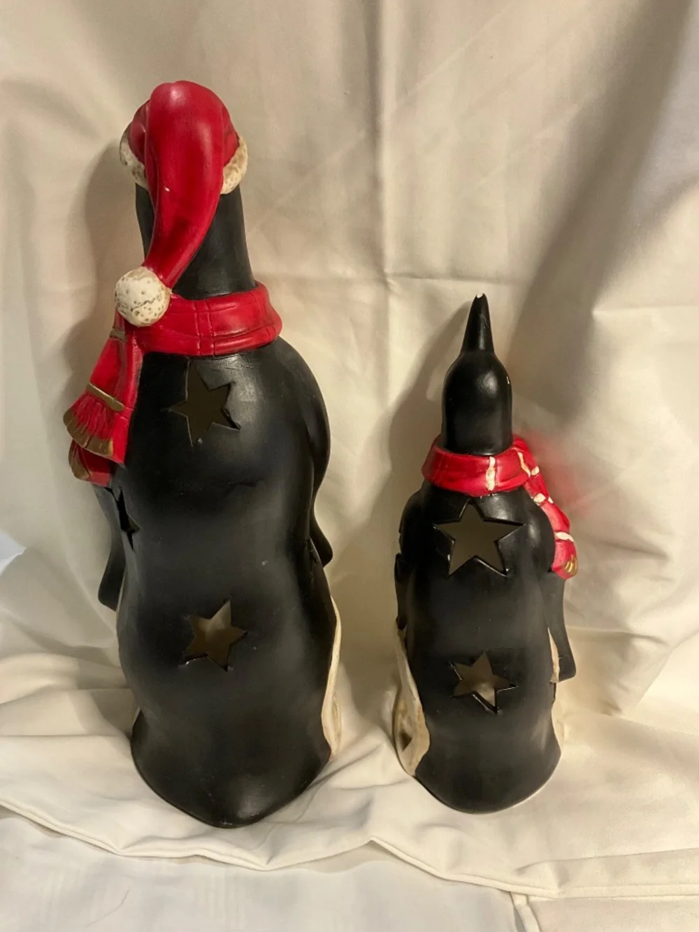 Vintage-Style Ceramic Penguin Holiday Luminary Figurines - Set of 2